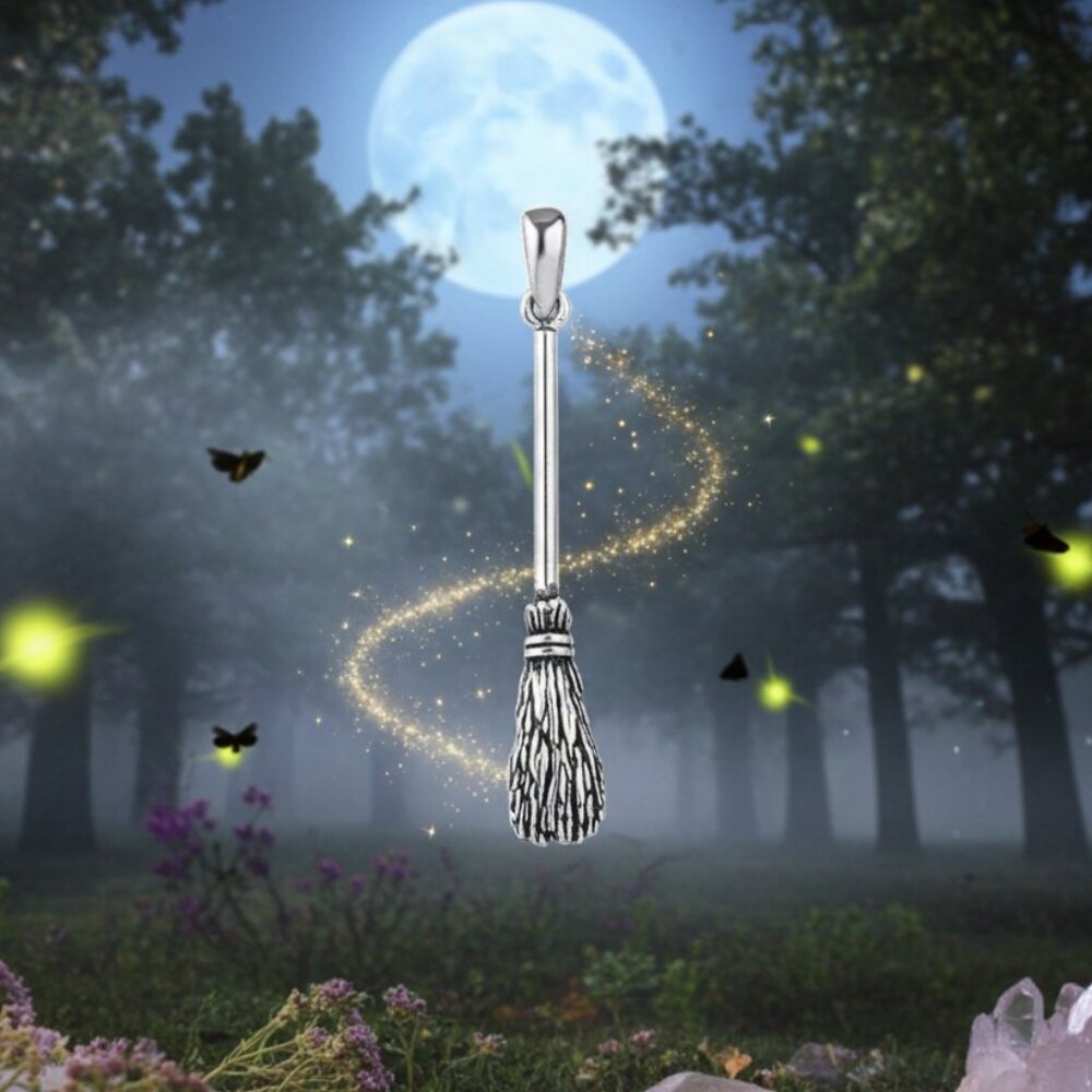 Witch Broom Sterling Silver Pendant